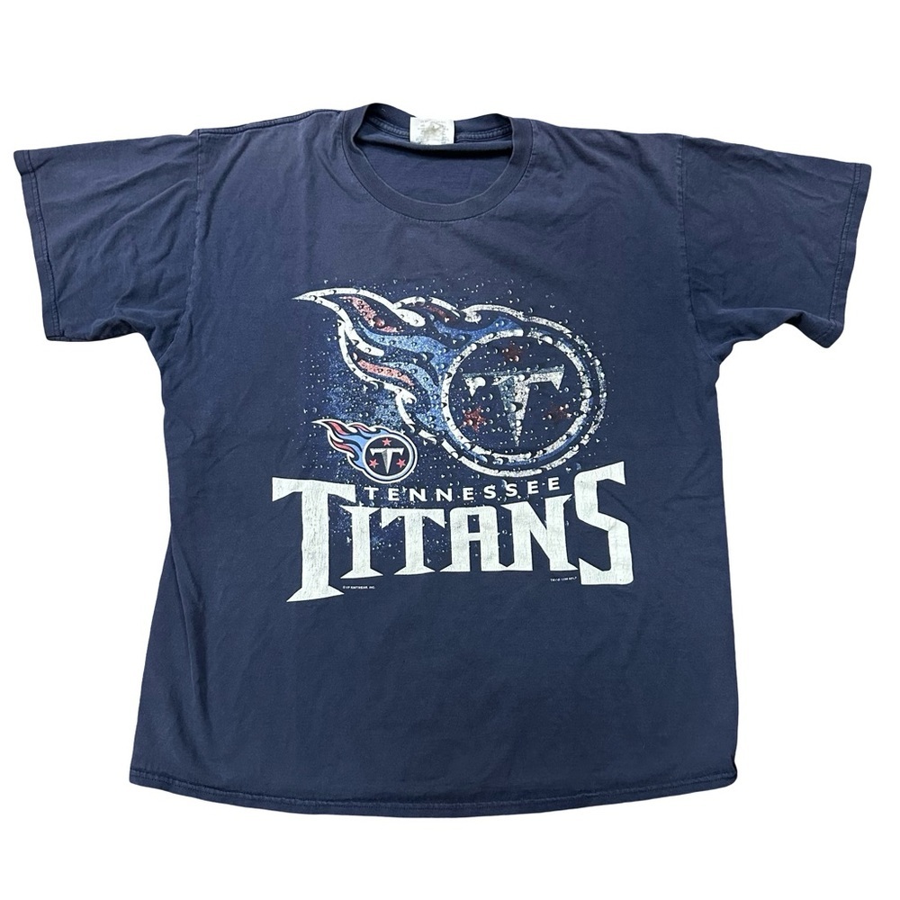 VTG 90s Tennessee Titans Football NFL Blue Short Sleeve Tshirt XL CSA Sports